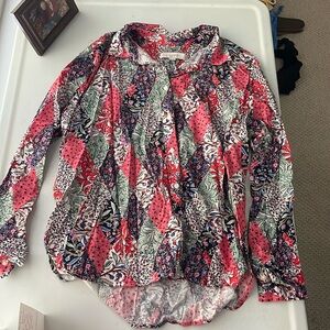 LOFT Floral Patch Pattern Petite Blouse